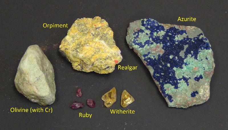 Pictures of various minerals and ores